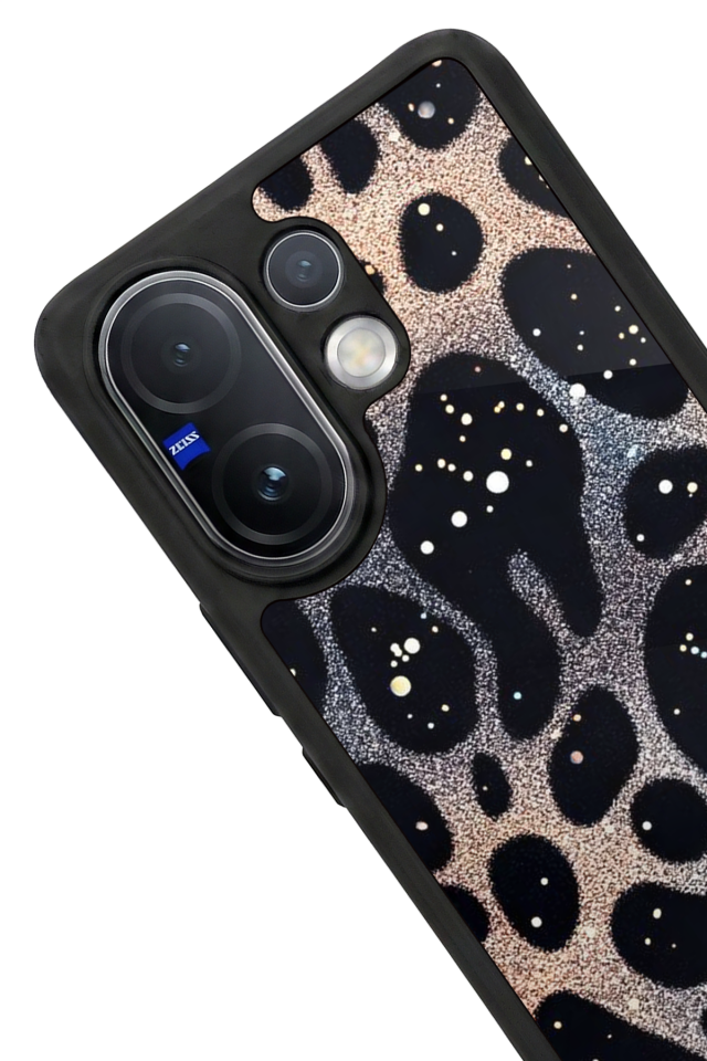 Vivo V60 Uyumlu Hologram Leopar Tasarımlı Glossy Premium Kılıf