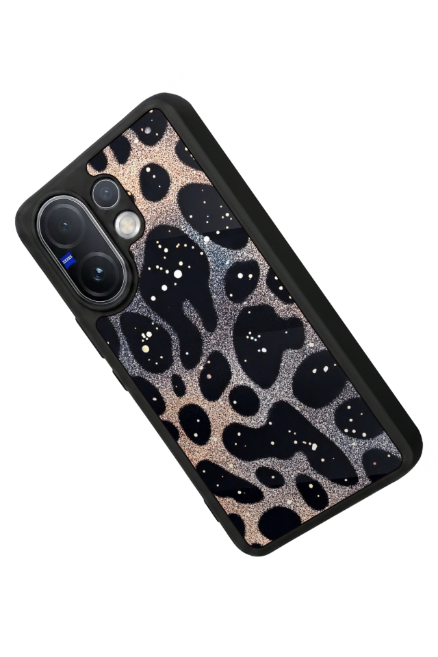 Vivo V60 Uyumlu Hologram Leopar Tasarımlı Glossy Premium Kılıf