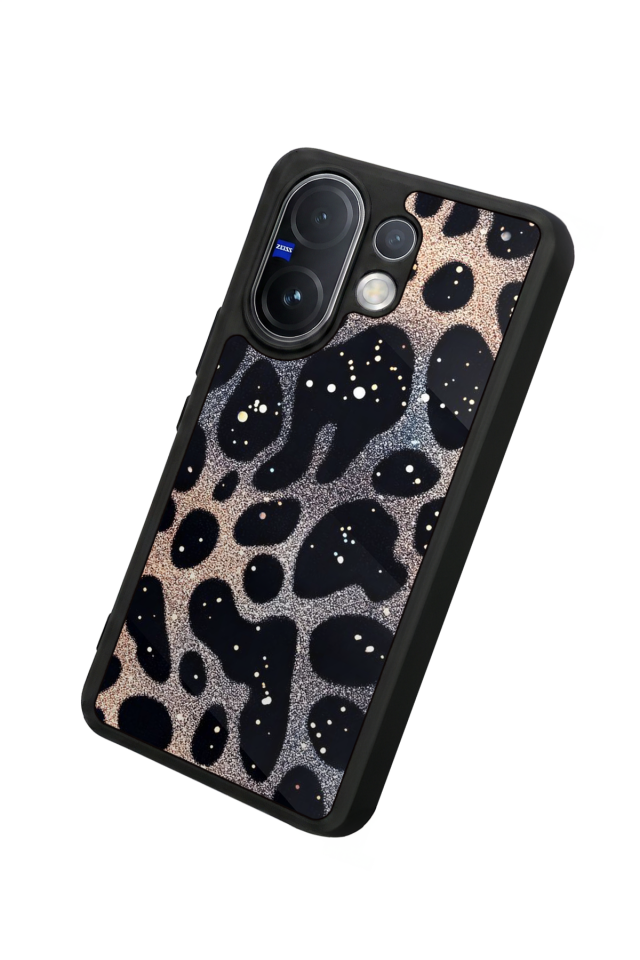 Vivo V60 Uyumlu Hologram Leopar Tasarımlı Glossy Premium Kılıf