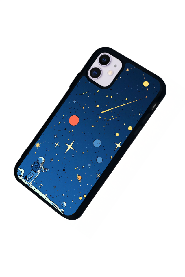 iPhone 11 Uyumlu Uzay Tasarımlı Glossy Premium Kılıf
