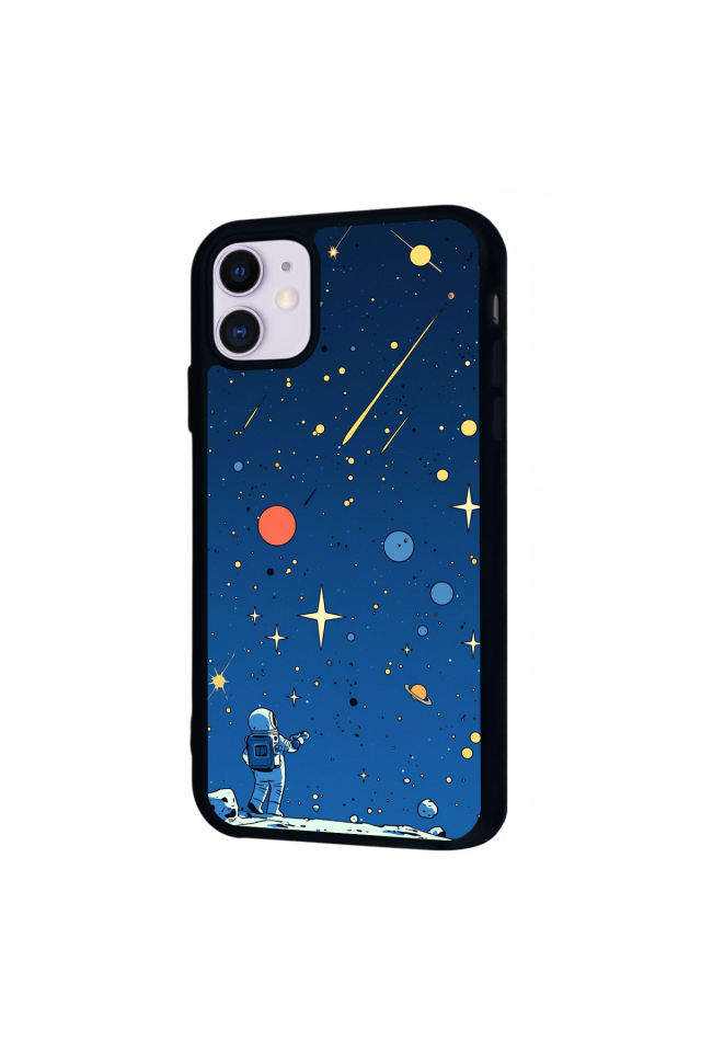 iPhone 11 Uyumlu Uzay Tasarımlı Glossy Premium Kılıf