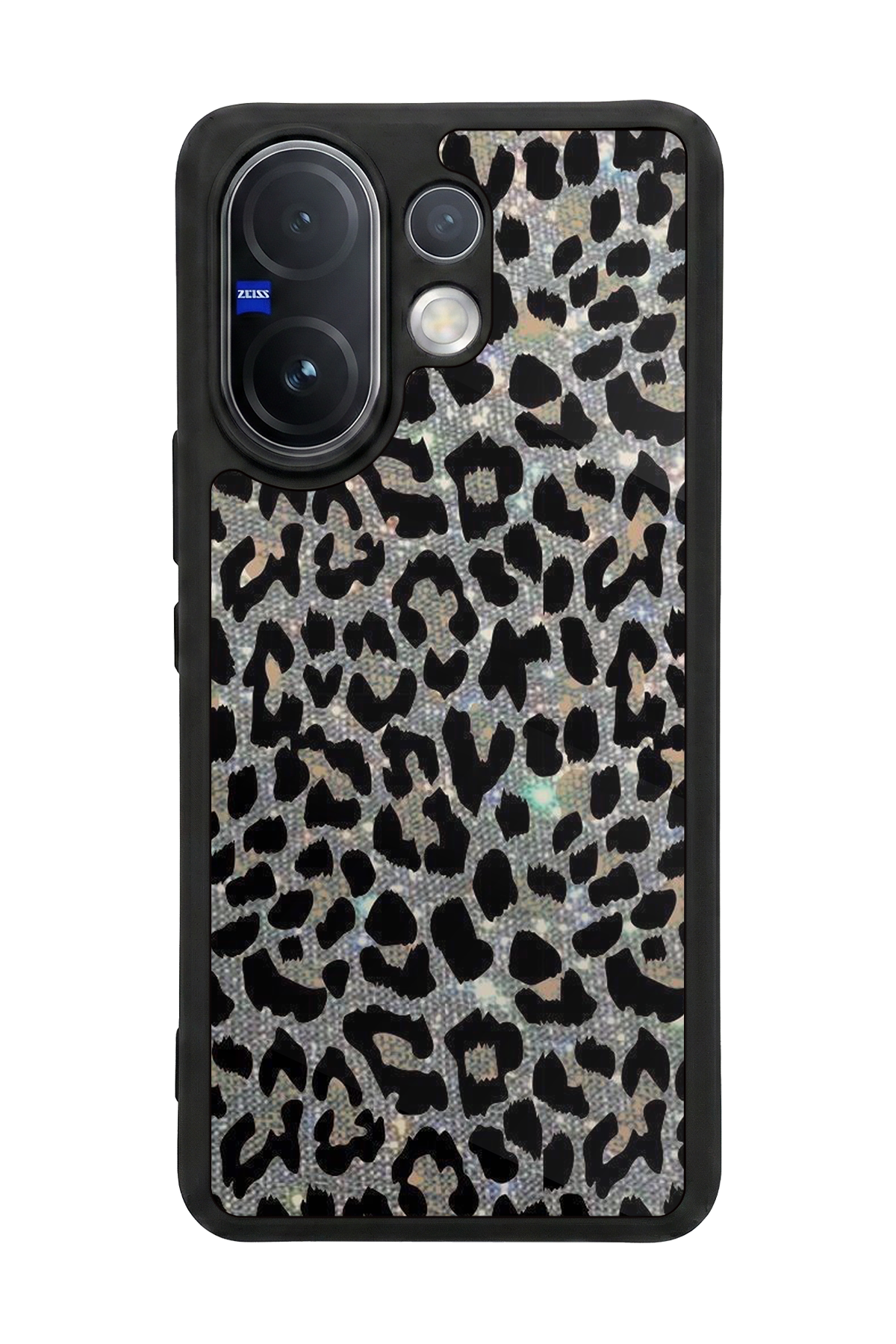 Vivo V60 Uyumlu Hologram Leopar Tasarımlı Glossy Premium Kılıf