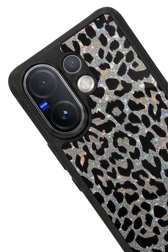 Vivo V60 Uyumlu Hologram Leopar Tasarımlı Glossy Premium Kılıf