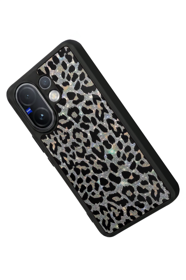 Vivo V60 Uyumlu Hologram Leopar Tasarımlı Glossy Premium Kılıf