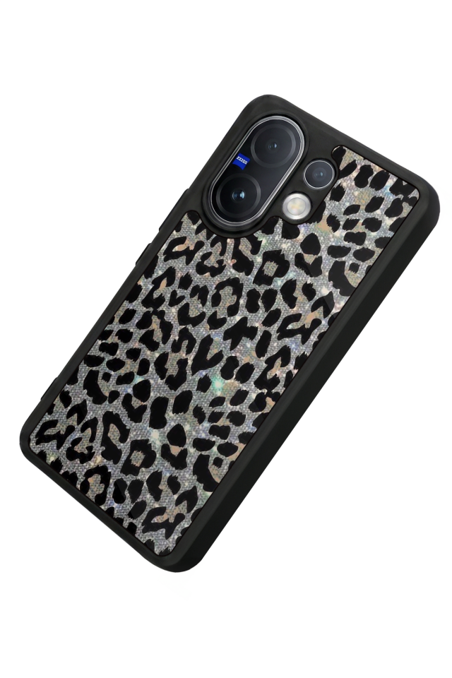 Vivo V60 Uyumlu Hologram Leopar Tasarımlı Glossy Premium Kılıf