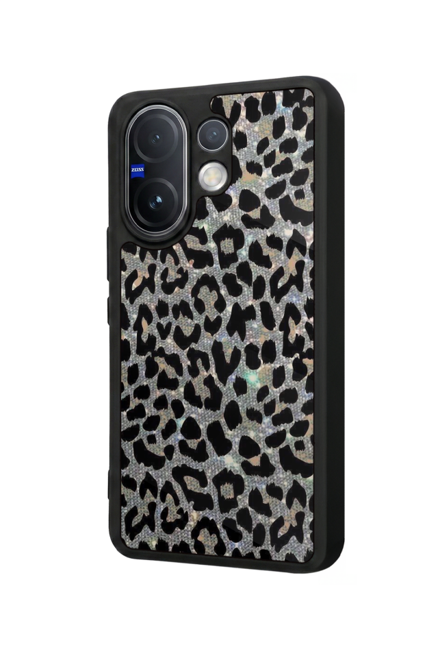 Vivo V60 Uyumlu Hologram Leopar Tasarımlı Glossy Premium Kılıf