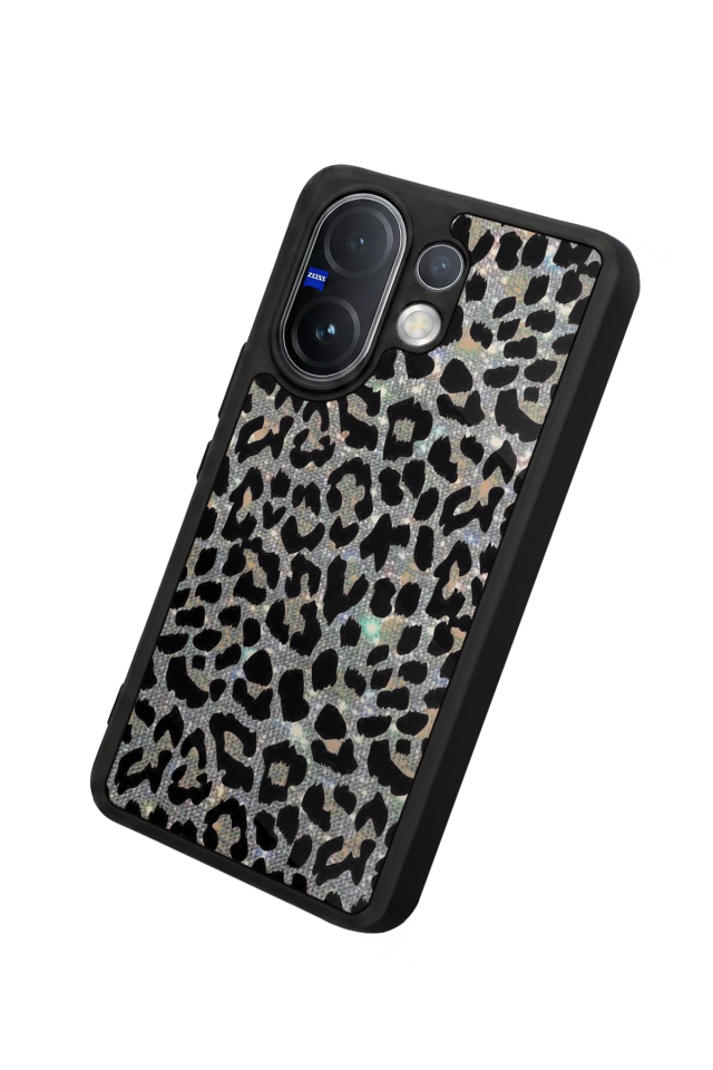 Vivo V60 Uyumlu Hologram Leopar Tasarımlı Glossy Premium Kılıf