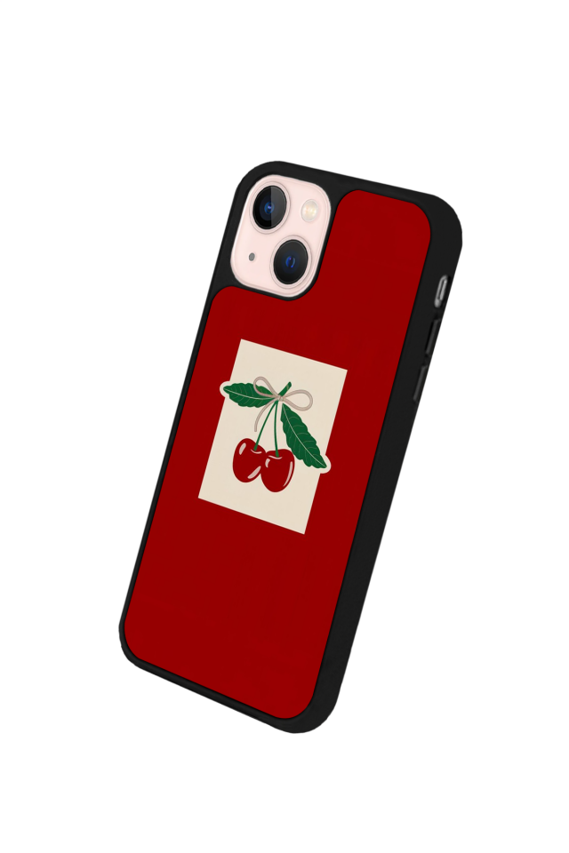 iPhone 13 Mini Uyumlu Kiraz Tasarımlı Glossy Premium Kılıf