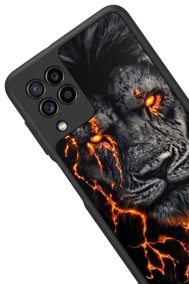 Samsung Galaxy M32 Uyumlu Aslan Tasarımlı Glossy Premium Kılıf