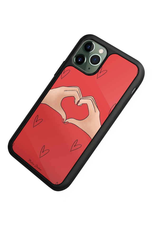 iPhone 11 Pro Max Uyumlu Kalp Love Tasarımlı Glossy Premium Kılıf