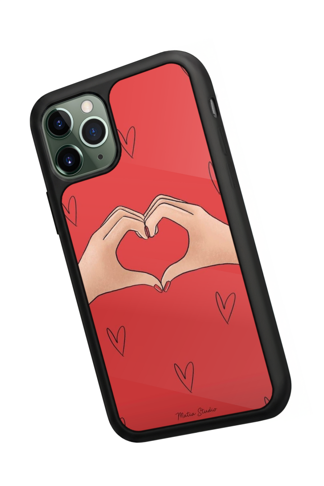 iPhone 11 Pro Max Uyumlu Kalp Love Tasarımlı Glossy Premium Kılıf