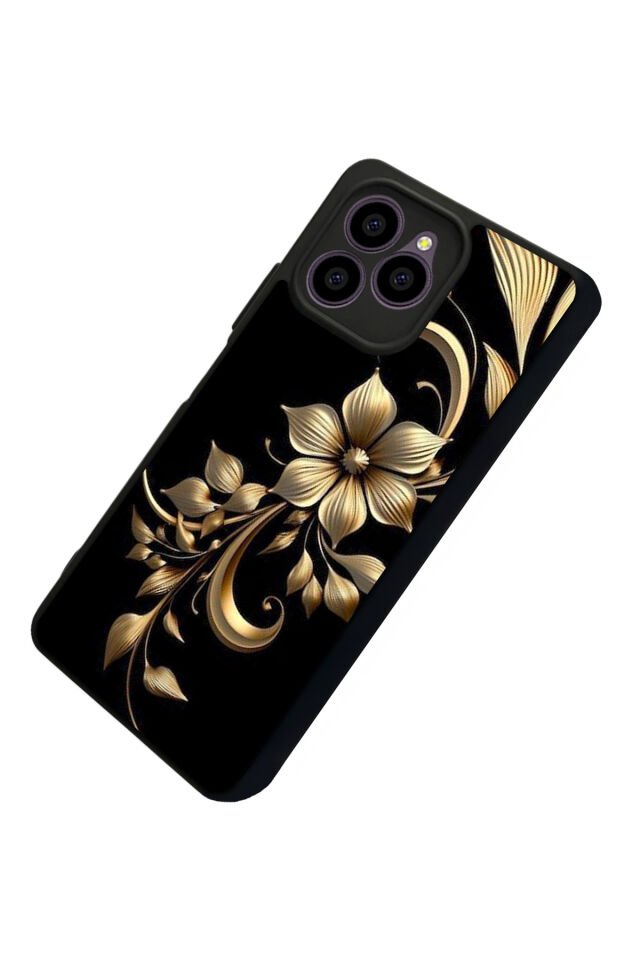 Omix X6 Uyumlu Yaldizli Cicek Tasarımlı Glossy Premium Kılıf