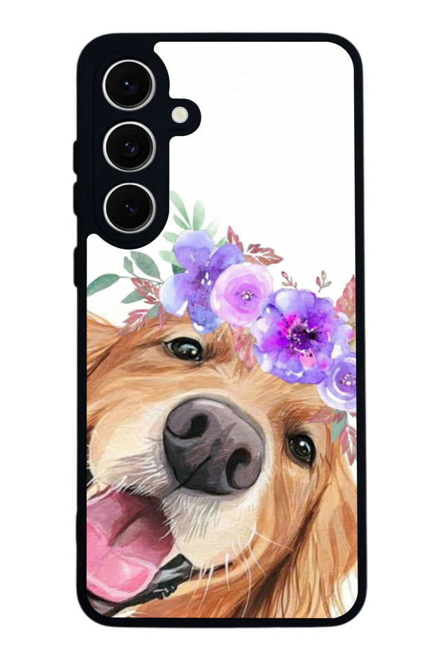 Samsung Galaxy S24 FE Uyumlu Golden Kopek Tasarımlı Glossy Premium Kılıf