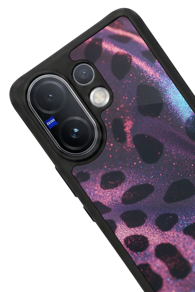 Vivo V60 Uyumlu Hologram Leopar Tasarımlı Glossy Premium Kılıf