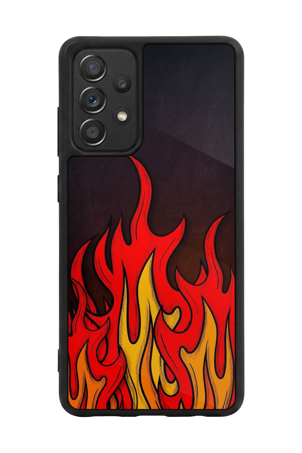 Samsung Galaxy A72 Uyumlu Retro Flame Patterns Tasarımlı Glossy Premium Kılıf