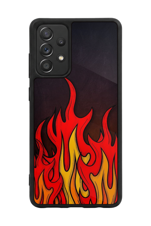 Samsung Galaxy A72 Uyumlu Retro Flame Patterns Tasarımlı Glossy Premium Kılıf