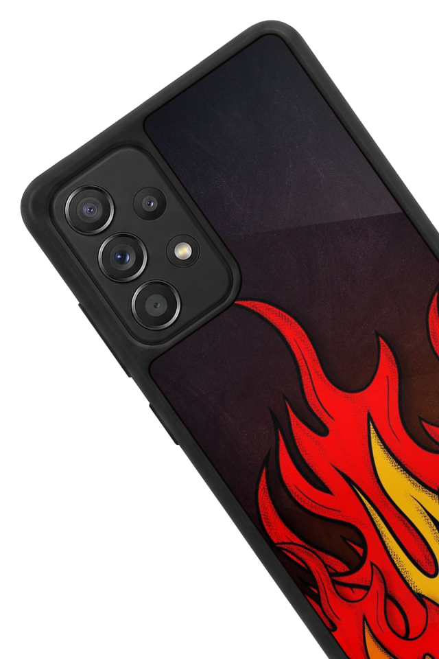 Samsung Galaxy A72 Uyumlu Retro Flame Patterns Tasarımlı Glossy Premium Kılıf