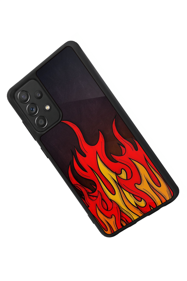 Samsung Galaxy A72 Uyumlu Retro Flame Patterns Tasarımlı Glossy Premium Kılıf