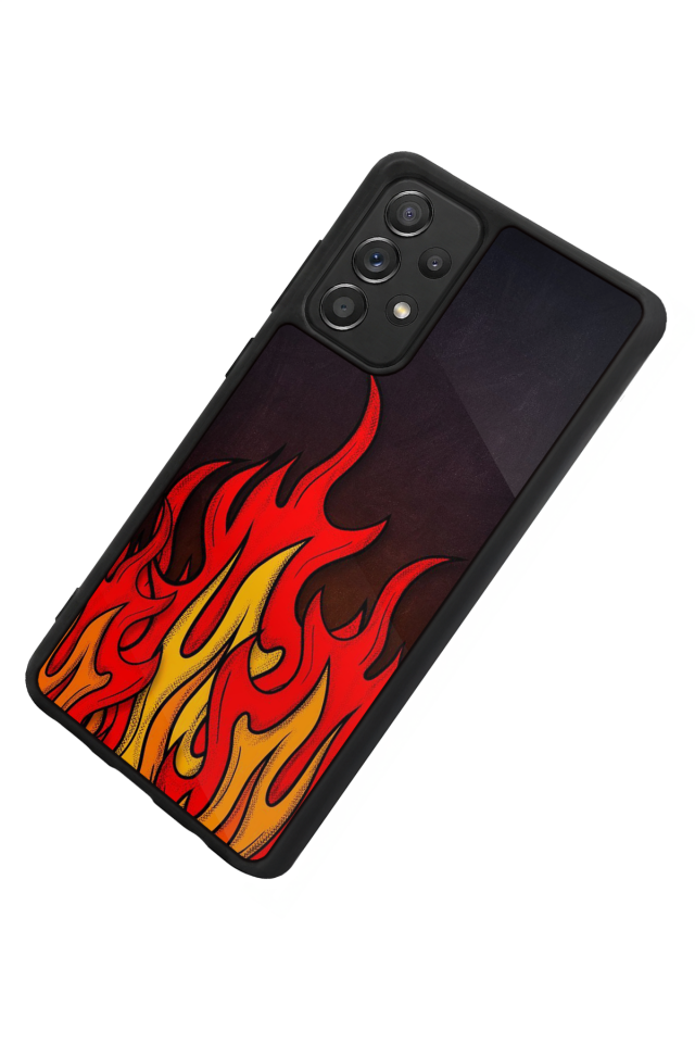 Samsung Galaxy A72 Uyumlu Retro Flame Patterns Tasarımlı Glossy Premium Kılıf