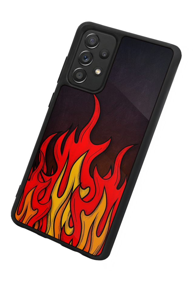 Samsung Galaxy A72 Uyumlu Retro Flame Patterns Tasarımlı Glossy Premium Kılıf
