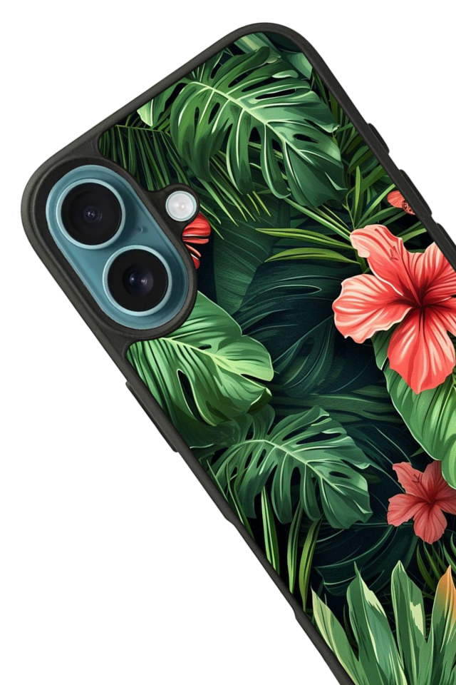iPhone 16 Plus Uyumlu Botanik Tasarımlı Glossy Premium Kılıf