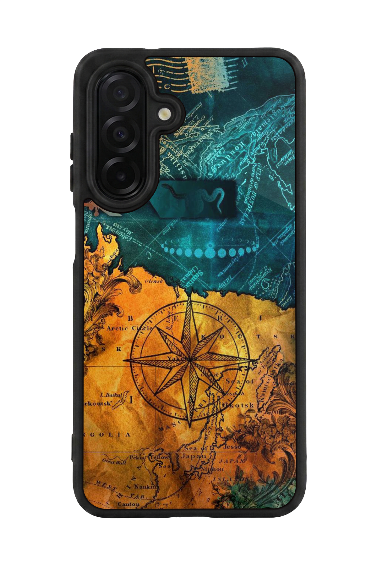 Samsung Galaxy A56 Uyumlu Harita Tasarımlı Glossy Premium Kılıf