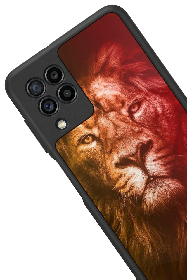 Samsung Galaxy M32 Uyumlu Aslan Tasarımlı Glossy Premium Kılıf