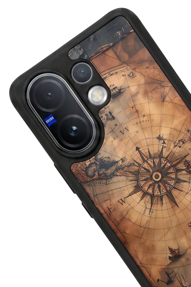 Vivo V60 Uyumlu Harita Tasarımlı Glossy Premium Kılıf