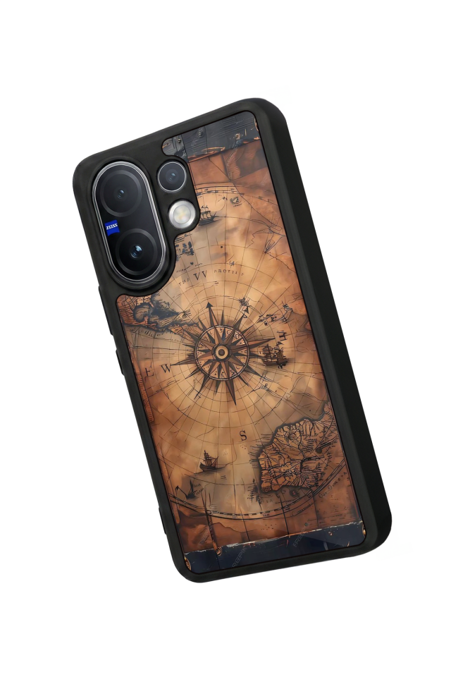 Vivo V60 Uyumlu Harita Tasarımlı Glossy Premium Kılıf