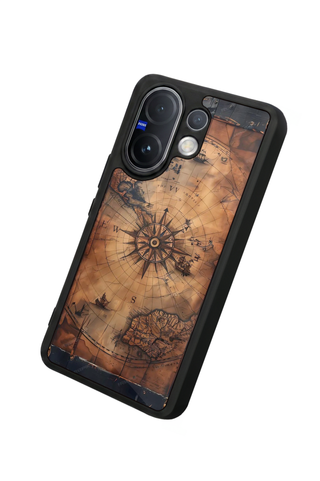 Vivo V60 Uyumlu Harita Tasarımlı Glossy Premium Kılıf
