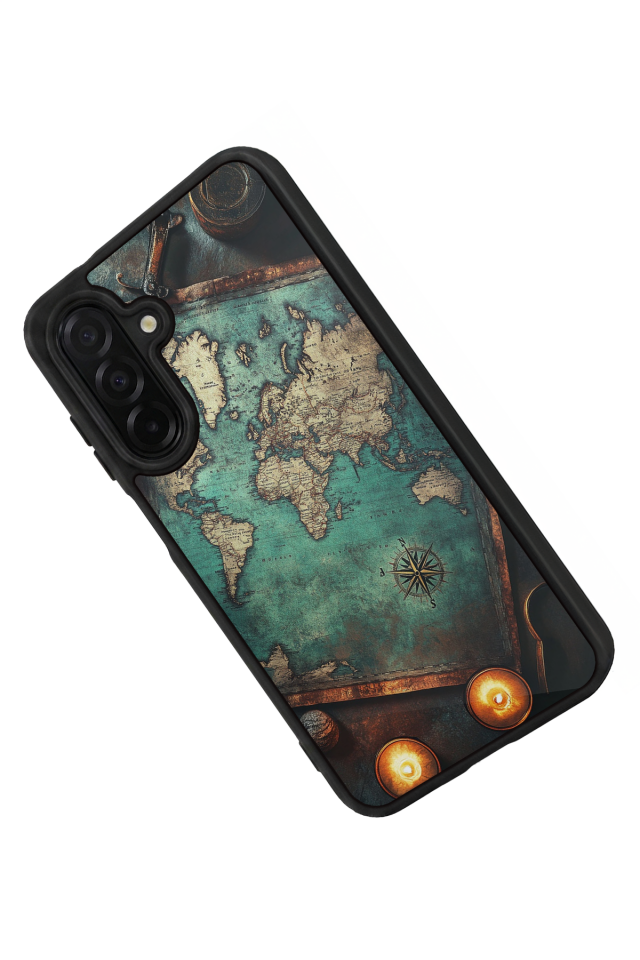 Samsung Galaxy A56 Uyumlu Harita Tasarımlı Glossy Premium Kılıf