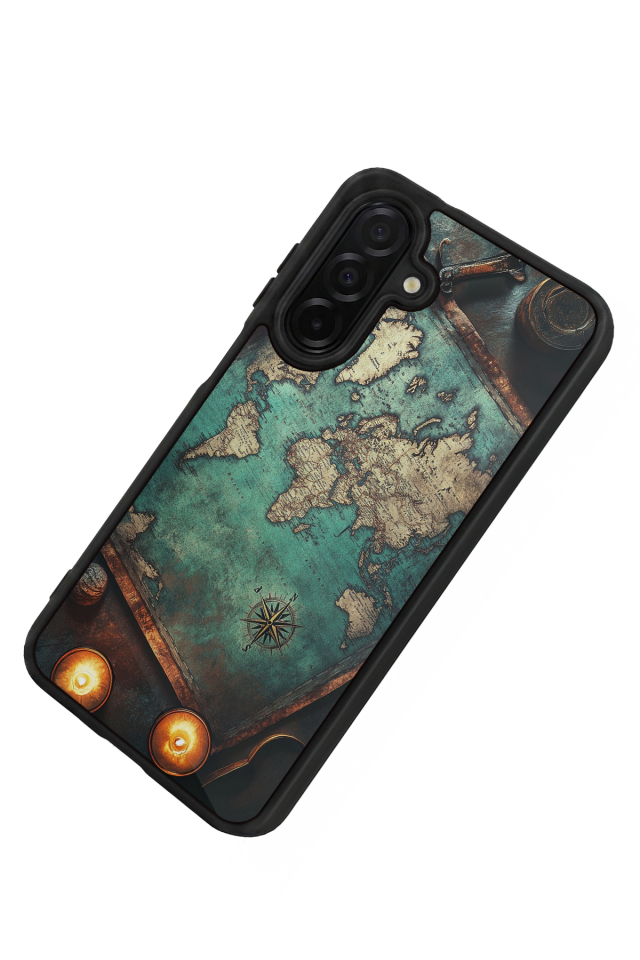 Samsung Galaxy A56 Uyumlu Harita Tasarımlı Glossy Premium Kılıf