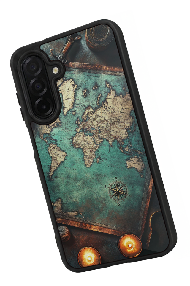 Samsung Galaxy A56 Uyumlu Harita Tasarımlı Glossy Premium Kılıf