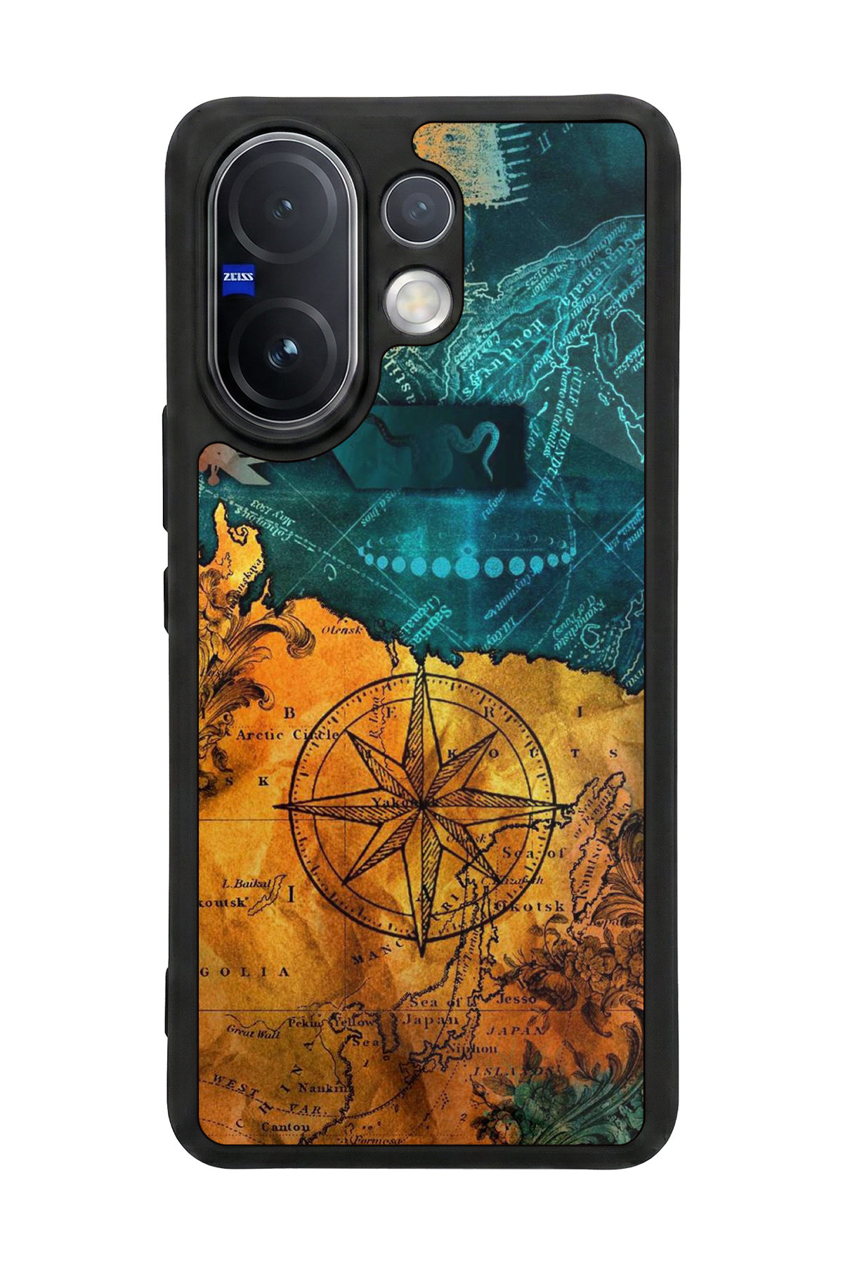 Vivo V60 Uyumlu Harita Tasarımlı Glossy Premium Kılıf