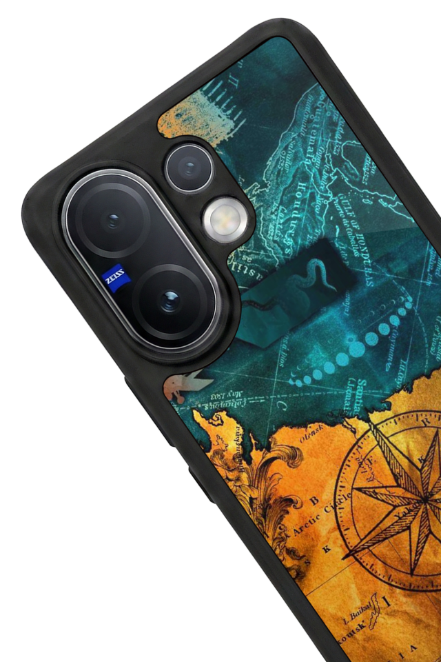 Vivo V60 Uyumlu Harita Tasarımlı Glossy Premium Kılıf