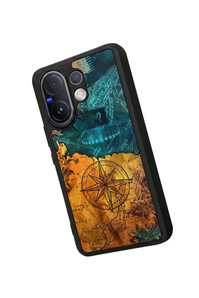Vivo V60 Uyumlu Harita Tasarımlı Glossy Premium Kılıf