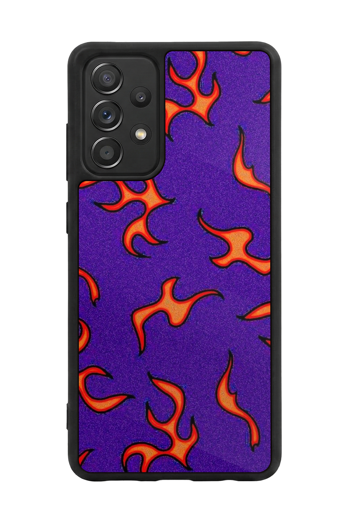 Samsung Galaxy A72 Uyumlu Retro Flame Patterns Tasarımlı Glossy Premium Kılıf