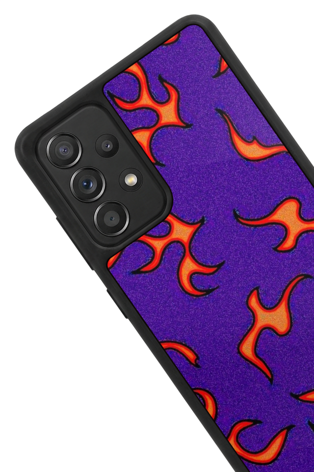 Samsung Galaxy A72 Uyumlu Retro Flame Patterns Tasarımlı Glossy Premium Kılıf