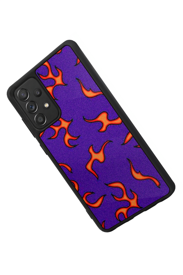 Samsung Galaxy A72 Uyumlu Retro Flame Patterns Tasarımlı Glossy Premium Kılıf