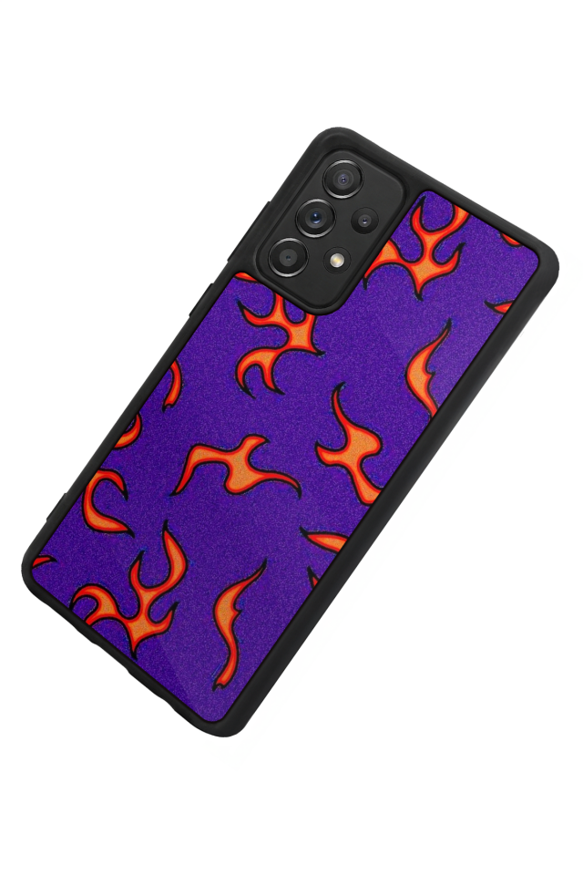 Samsung Galaxy A72 Uyumlu Retro Flame Patterns Tasarımlı Glossy Premium Kılıf