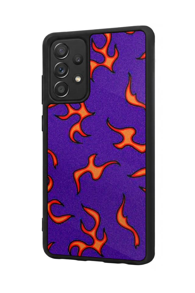 Samsung Galaxy A72 Uyumlu Retro Flame Patterns Tasarımlı Glossy Premium Kılıf