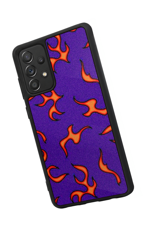 Samsung Galaxy A72 Uyumlu Retro Flame Patterns Tasarımlı Glossy Premium Kılıf