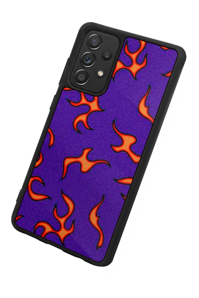 Samsung Galaxy A72 Uyumlu Retro Flame Patterns Tasarımlı Glossy Premium Kılıf