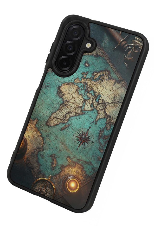 Samsung Galaxy A56 Uyumlu Harita Tasarımlı Glossy Premium Kılıf