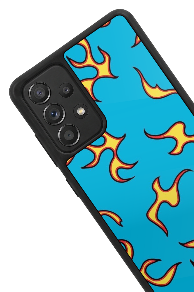 Samsung Galaxy A72 Uyumlu Retro Flame Patterns Tasarımlı Glossy Premium Kılıf