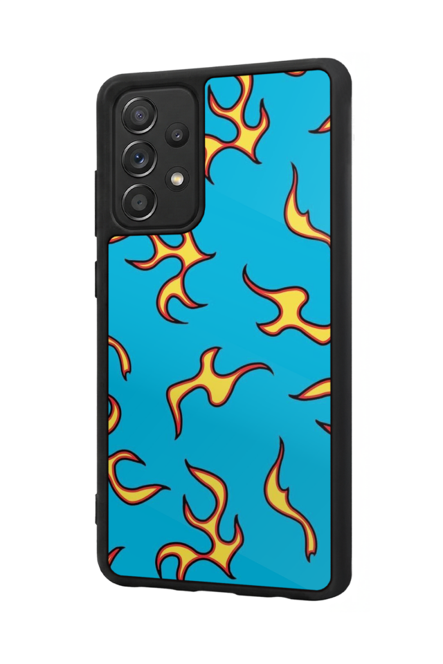 Samsung Galaxy A72 Uyumlu Retro Flame Patterns Tasarımlı Glossy Premium Kılıf