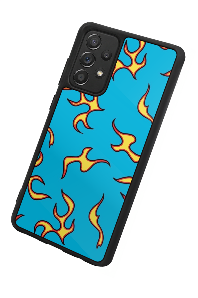 Samsung Galaxy A72 Uyumlu Retro Flame Patterns Tasarımlı Glossy Premium Kılıf