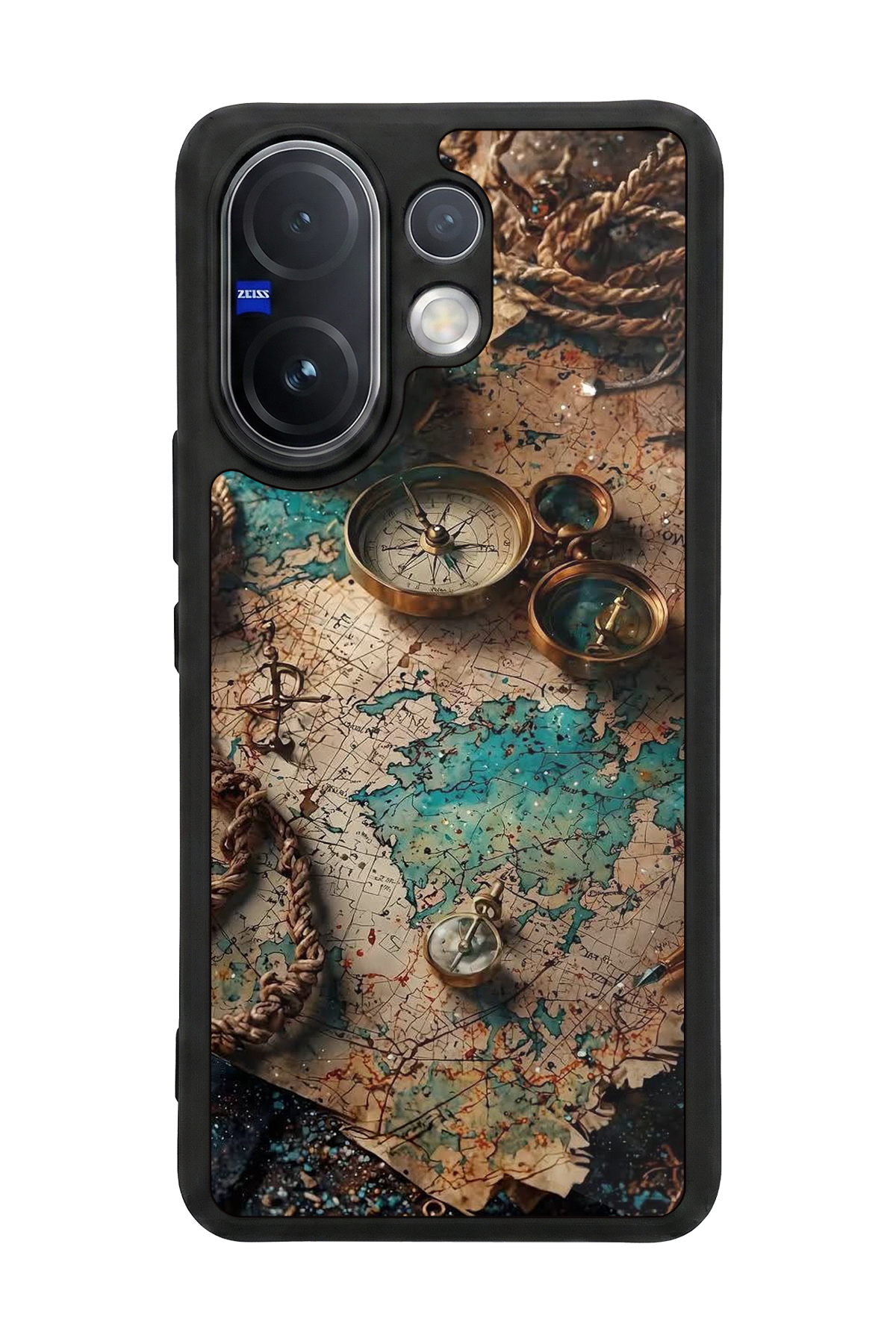 Vivo V60 Uyumlu Harita Tasarımlı Glossy Premium Kılıf