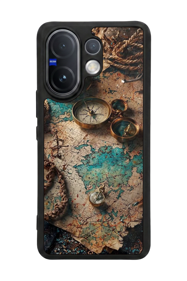 Vivo V60 Uyumlu Harita Tasarımlı Glossy Premium Kılıf