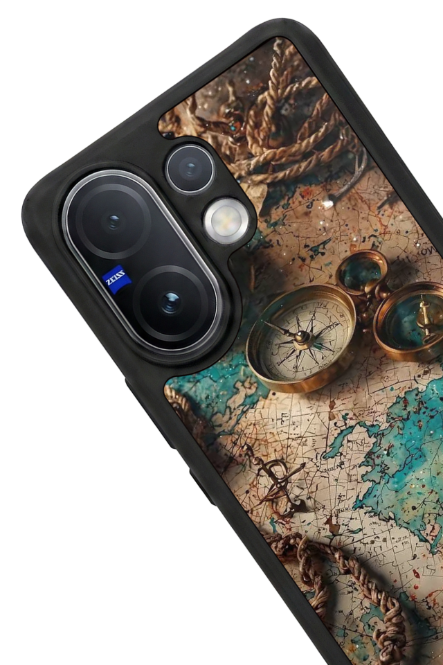 Vivo V60 Uyumlu Harita Tasarımlı Glossy Premium Kılıf